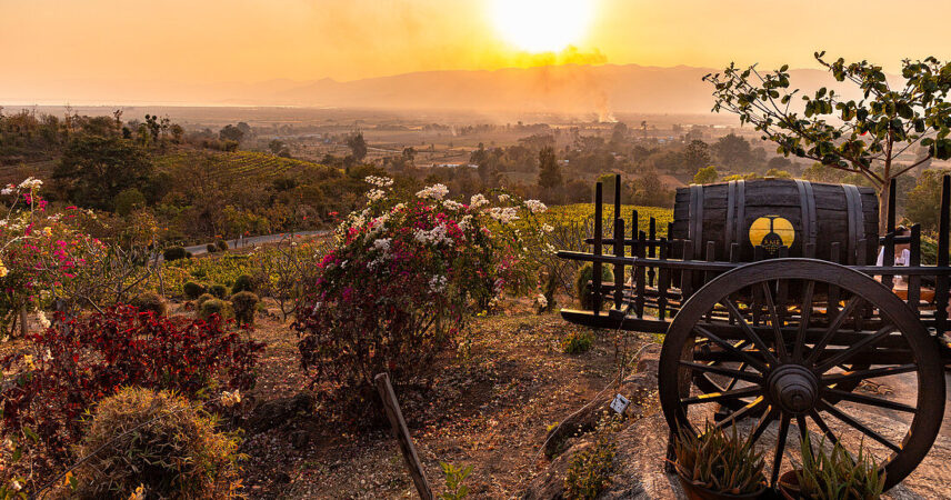 Sonnenuntergang am Red Mountain Weingut, Inle See, Heho, Myanmar